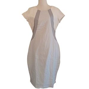 Gray Linen Cotton Blend Colorblock ModCloth Shift Dress by DE Collection Summer